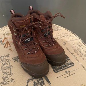 Steel toe Caterpillar brown boots, worn once